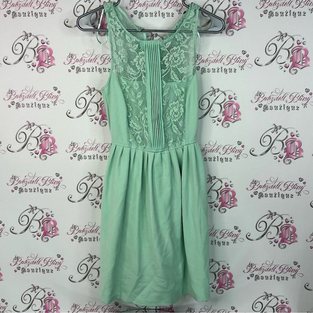 Zara Mint Green Backless Lace Dress